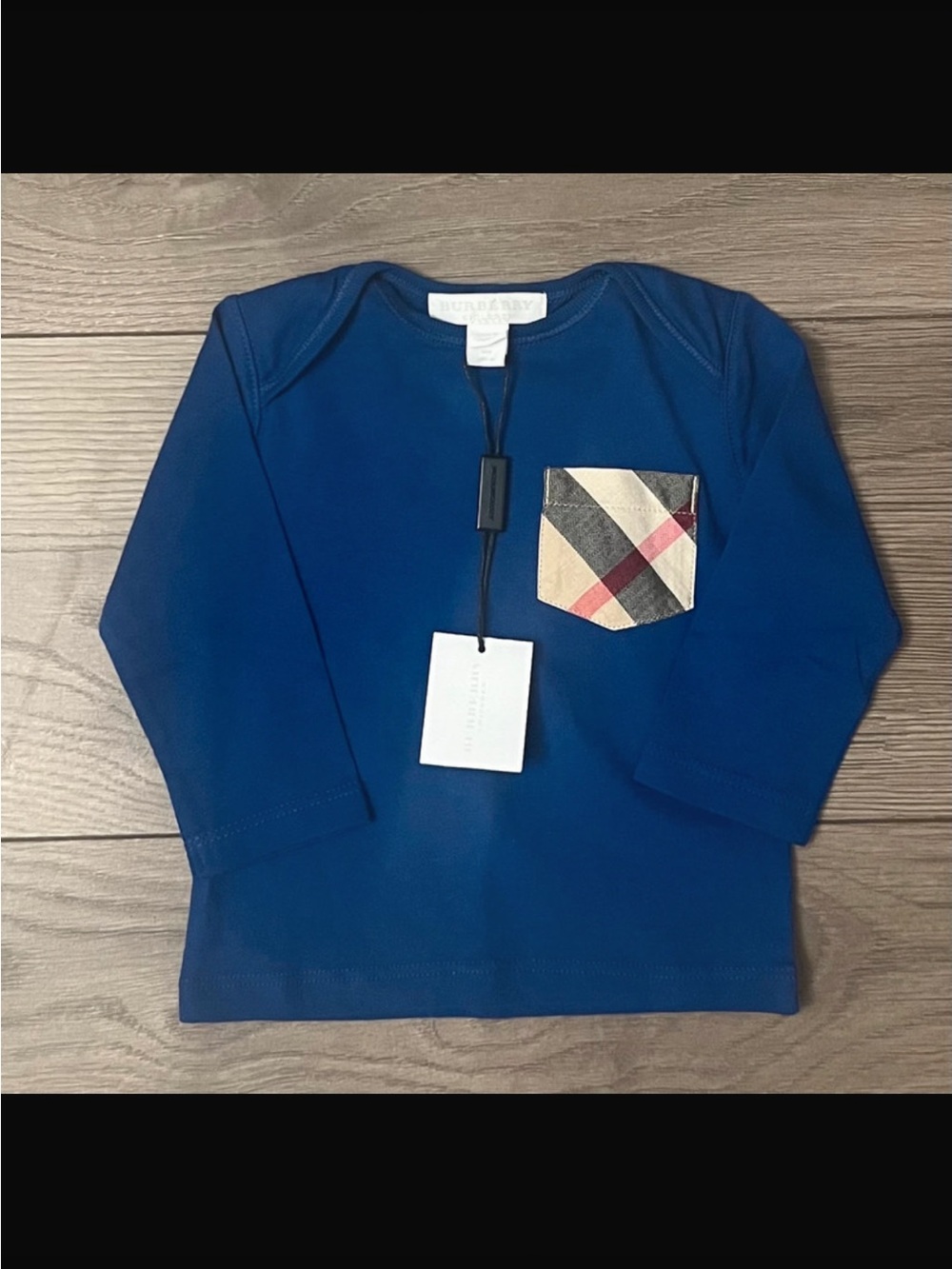 Burberry Royal Blue Long Sleeve Top with Signature Check Pocket